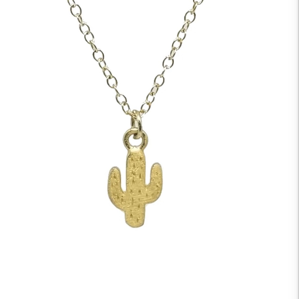 14k gold Cactus Pendant Necklace